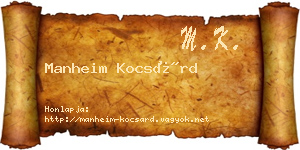 Manheim Kocsárd névjegykártya